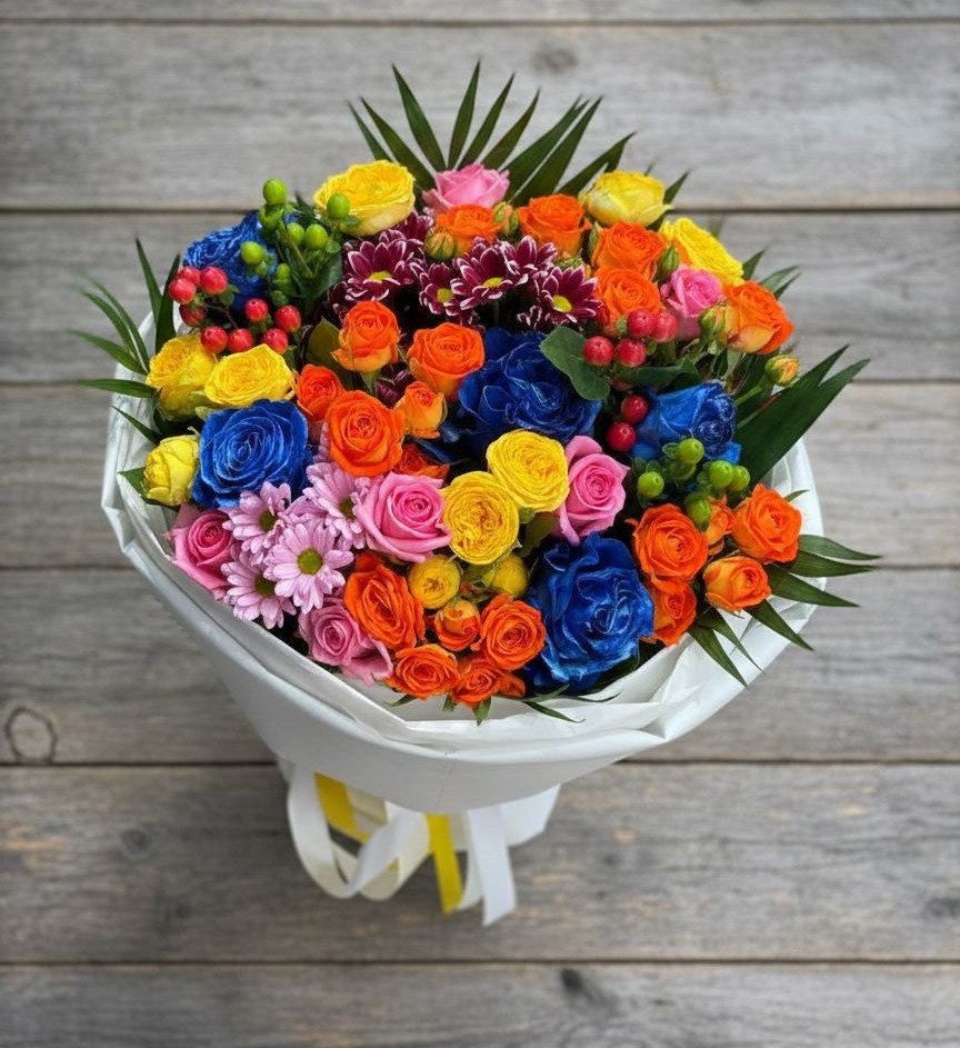 Букет цветов из: Розы и Хризантемы в Невельске