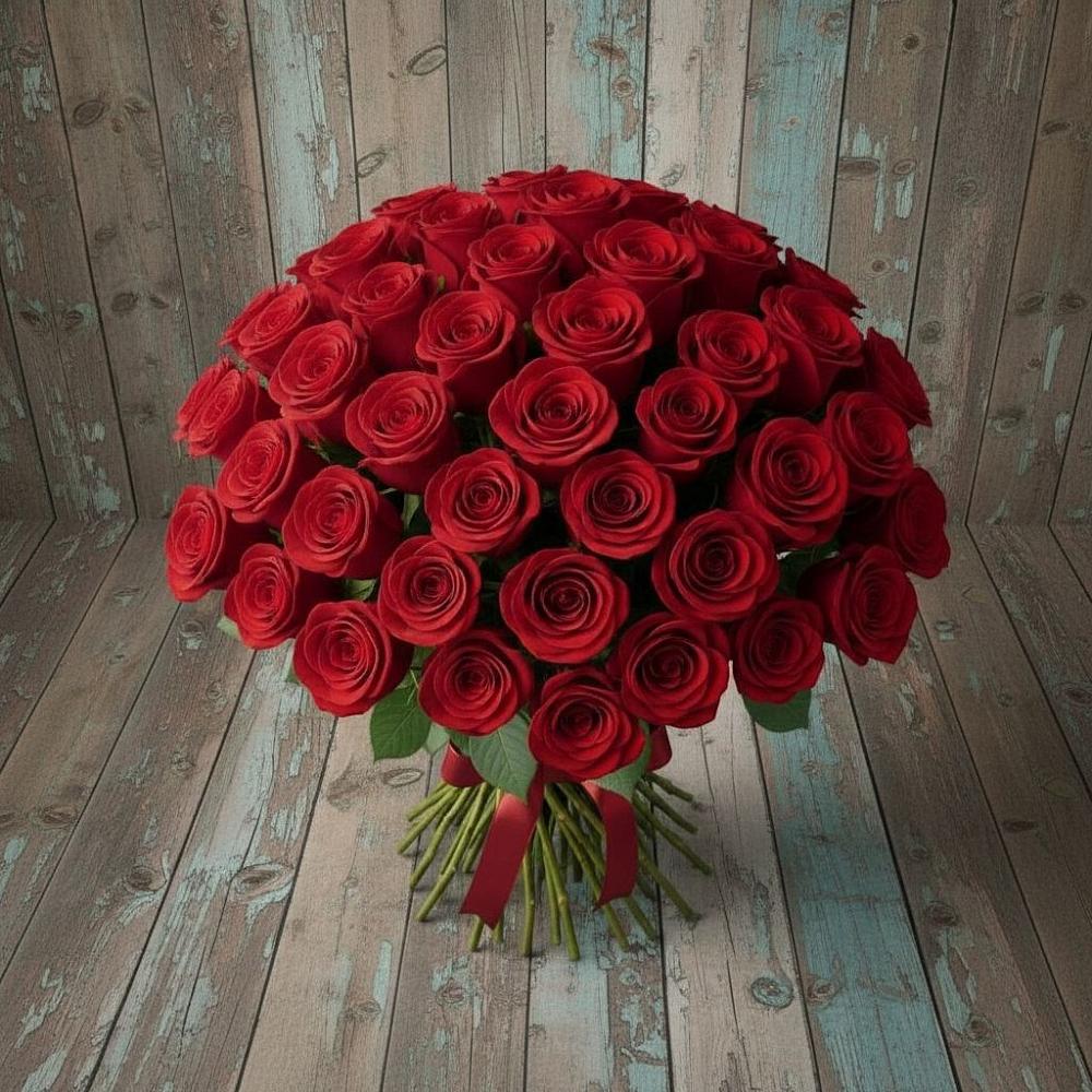 Букет 55 Красных роз Фридом в Невельске