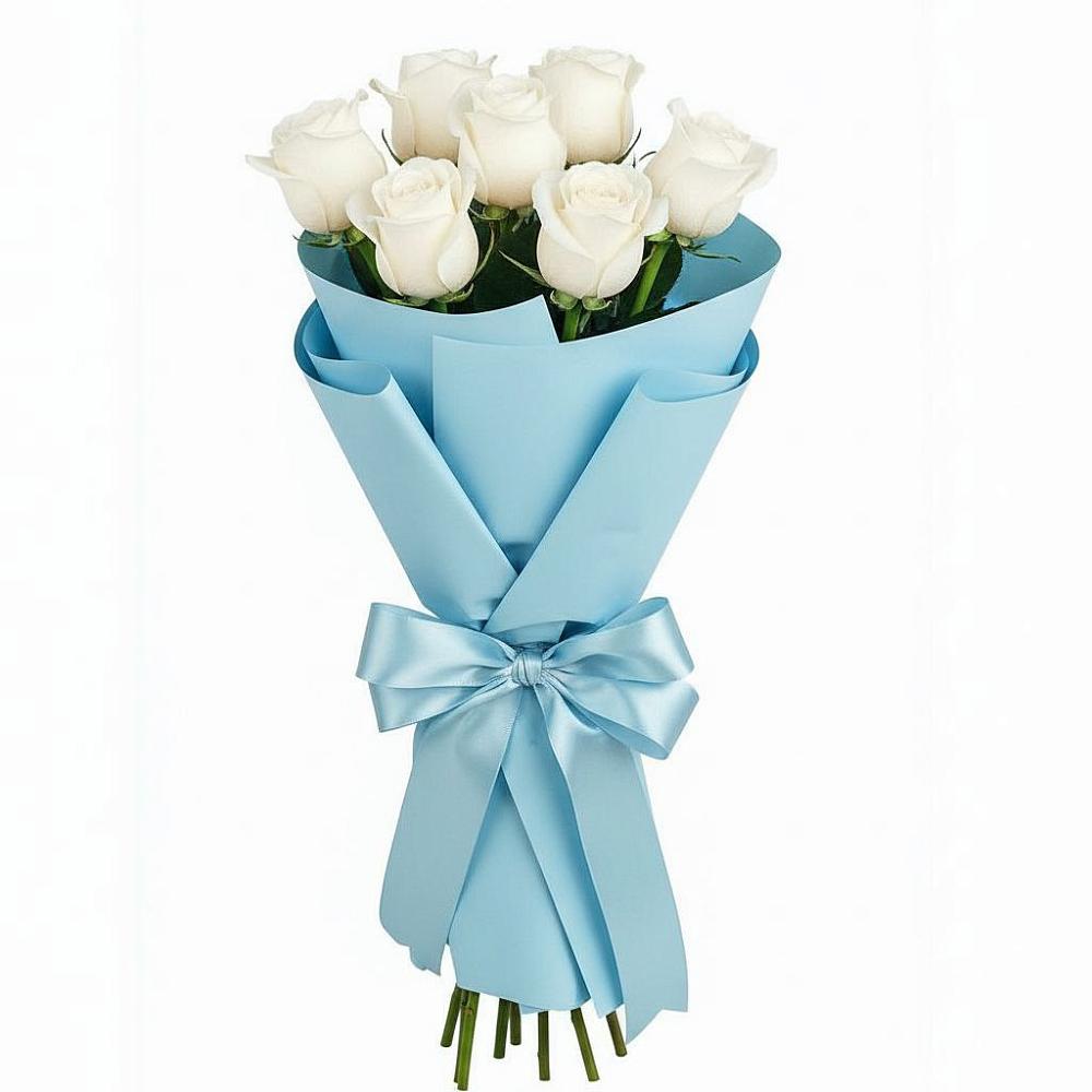 Букет 7 белых роз Проуд в Невельске