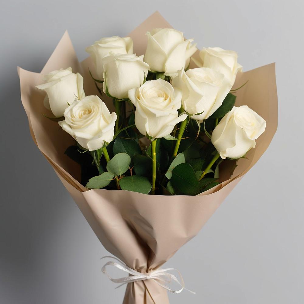 Букет 9 Белых роз Эдлесс Лав в Невельске