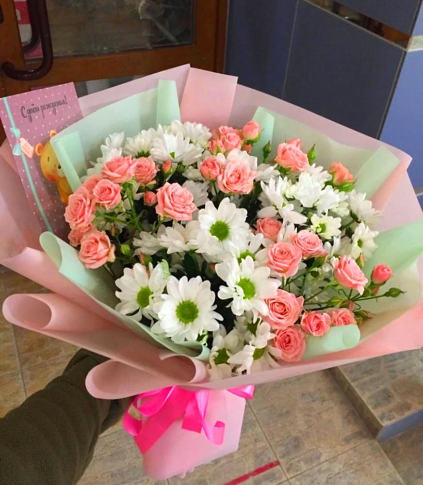 Букет цветов из: Розы и Хризантемы в Невельске