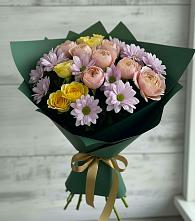 Букет цветов из:  Хризантемы и Розы в Невельске