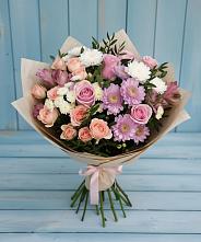 Букет цветов из:  Хризантемы, Розы и Альстромерии #REPLACE_PRED# Невельске
