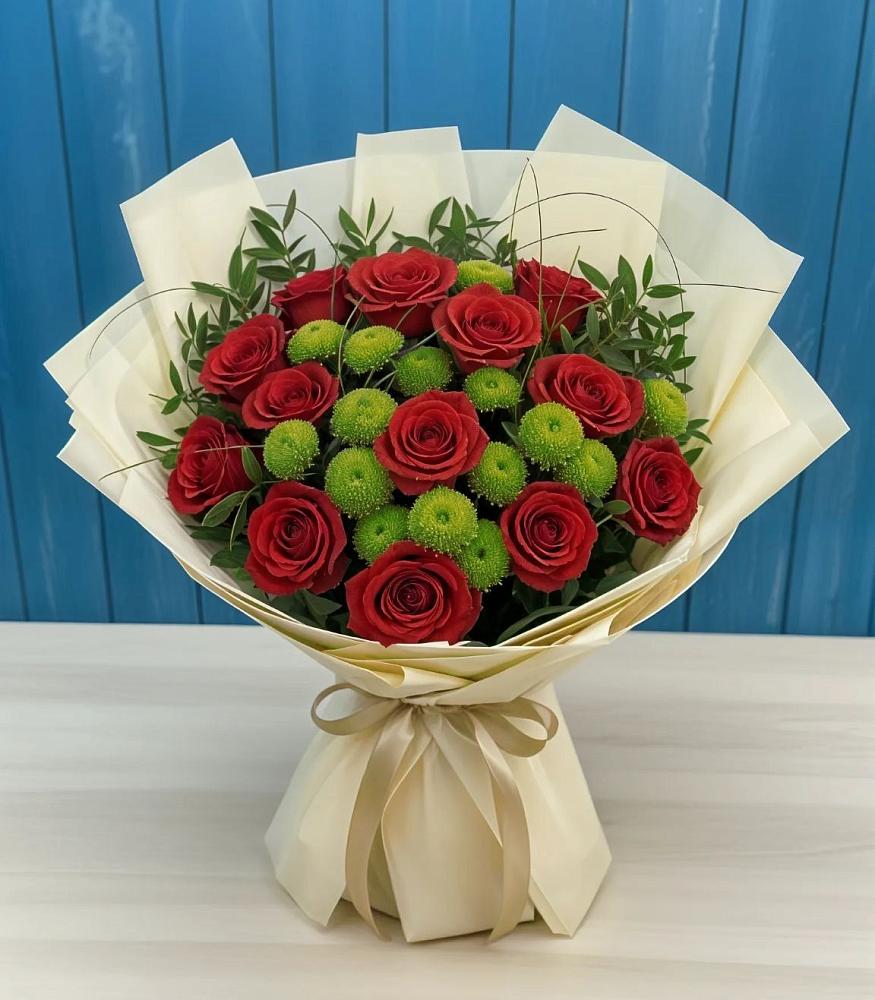 Букет цветов из: Розы и Хризантемы в Невельске