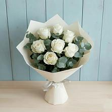 Букет Белые розы в Эвкалипте #REPLACE_PRED# Невельске